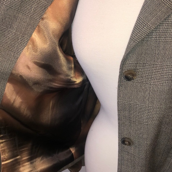 NWT Harvé Bernard Sport Tweed Blazer Leather Trim - Picture 10 of 10